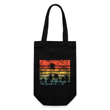 Palmen Retro Sonnenuntergang - Geschenkbeutel für Flaschen - Schwarz - Vorne