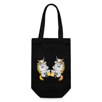 Bier Anstoßen Einhorn Team - Geschenkbeutel für Flaschen - Schwarz - Vorne