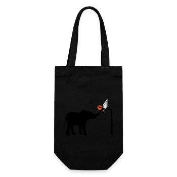 Basketball spielender Elefant Silhouette - Geschenkbeutel für Flaschen - Schwarz - Vorne