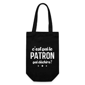 C'est qui le patron qui déchire, Cadeau patron - Sac à bouteille - noir - Devant