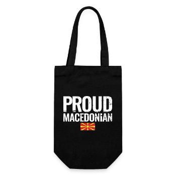 Proud Macedonian Mazedonische Flagge Mazedonier - Geschenkbeutel für Flaschen - Schwarz - Vorne
