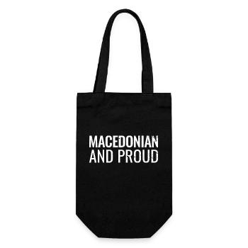 Macedonian And Proud Mazedonisch Mazedonier - Geschenkbeutel für Flaschen - Schwarz - Vorne
