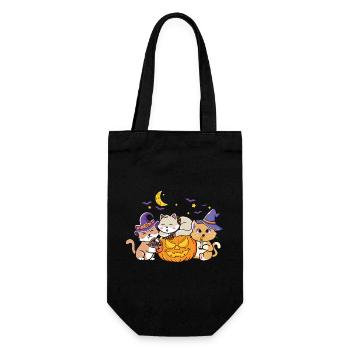 Halloween Katze Hexe - Geschenkbeutel für Flaschen - Schwarz - Vorne