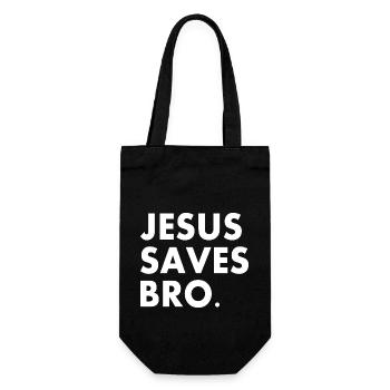 Jesus saves bro - Geschenkbeutel für Flaschen - Schwarz - Vorne