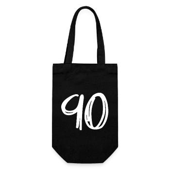 90 JAHRE. 90-JÄHRIGES JUBILÄUM. GEBURTSTAG 90 JAHRE. JAHR - Geschenkbeutel für Flaschen - Schwarz - Vorne