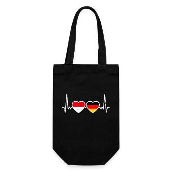 Indonesien Deutschland Herzschlag Flagge - Geschenkbeutel für Flaschen - Schwarz - Vorne