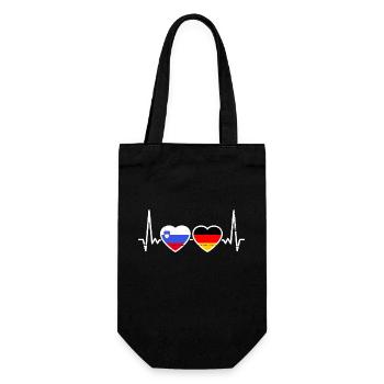 Slowenien Deutschland Herzschlag Flagge Slowene - Geschenkbeutel für Flaschen - Schwarz - Vorne