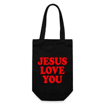 Jesus love you - Geschenkbeutel für Flaschen - Schwarz - Vorne