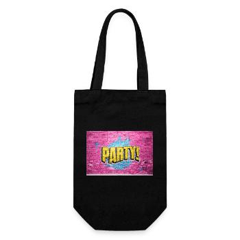 Party Disco Comic Stil Blase Graffiti Schriftzug - Geschenkbeutel für Flaschen - Schwarz - Vorne