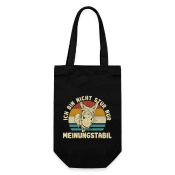Ich bin nicht stur - nur meinungsstabil Esel - Geschenkbeutel für Flaschen - Schwarz - Vorne