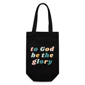 Zu Gott sei die Herrlichkeit Glückliche bunte Vibe Christian - Geschenkbeutel für Flaschen - Schwarz - Vorne