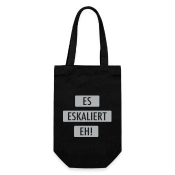 Es eskaliert eh! - Geschenkbeutel für Flaschen - Schwarz - Vorne