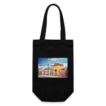 Vintage Color Buildings Row -Lisbon Portugal Lover - Gift Bag for Bottles - black - Front
