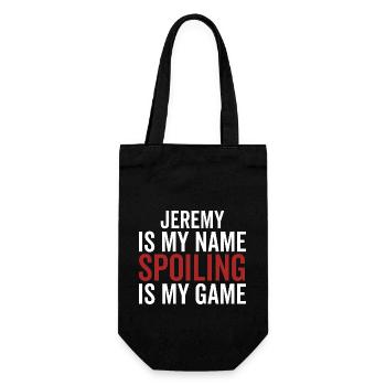 Jeremy ist mein Name Spoiling ist mein Spiel - Geschenkbeutel für Flaschen - Schwarz - Vorne