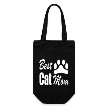Best Cat Mom - Geschenkbeutel für Flaschen - Schwarz - Vorne