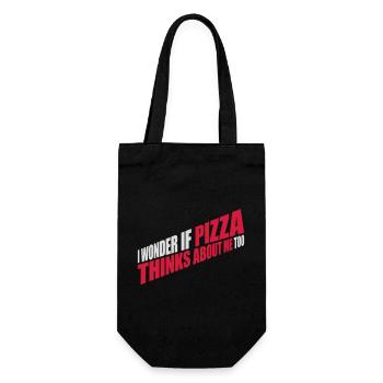pizza thinks about me - Geschenkbeutel für Flaschen - Schwarz - Vorne