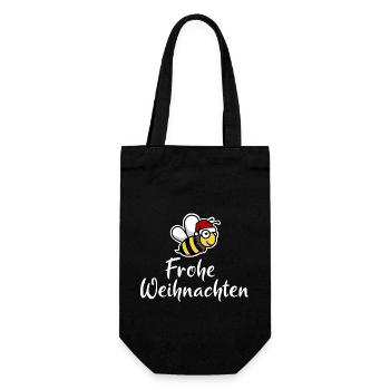 Frohe Weihnachten Biene Weihnachtsmann Geschenk - Geschenkbeutel für Flaschen - Schwarz - Vorne