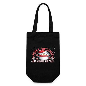 Joyeux Noël et bonne année Penguins - Sac à bouteille - noir - Devant