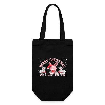 Joyeux Noël et une bonne année Lapins mignons - Sac à bouteille - noir - Devant