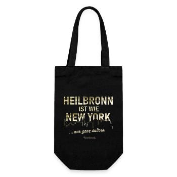 Heilbronn ist wie New York - Geschenkbeutel für Flaschen - Schwarz - Vorne