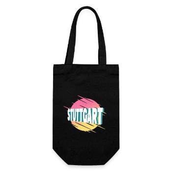 Stuttgart Deutschland Stadt Schrift Vintage Retro - Geschenkbeutel für Flaschen - Schwarz - Vorne
