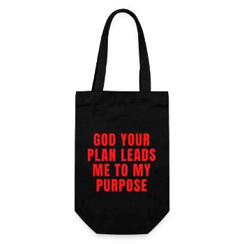 Gott, dein Plan führt mich zu meinem Zweck - Christian - Geschenkbeutel für Flaschen - Schwarz - Vorne