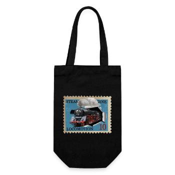Steam locomotive stamp - Gift Bag for Bottles - black - Front
