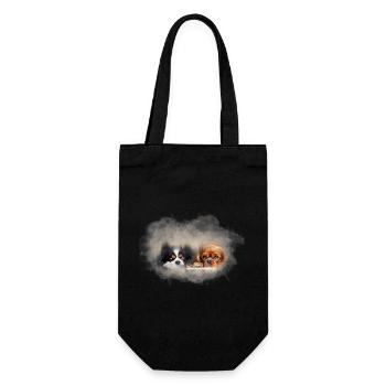 two cute cavalier spaniels transparent - Gift Bag for Bottles - black - Front