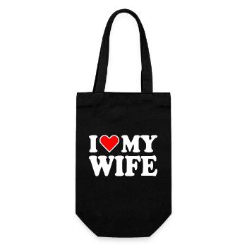 I love my wife - Geschenkbeutel für Flaschen - Schwarz - Vorne