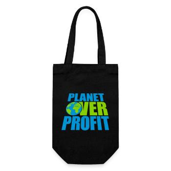planet over profit Zitat - Geschenkbeutel für Flaschen - Schwarz - Vorne