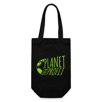 planet over profit Zitat - Geschenkbeutel für Flaschen - Schwarz - Vorne