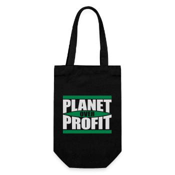 planet over profit Zitat - Geschenkbeutel für Flaschen - Schwarz - Vorne