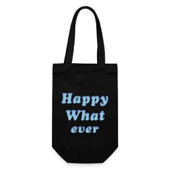 happy whatever - Geschenkbeutel für Flaschen - Schwarz - Vorne
