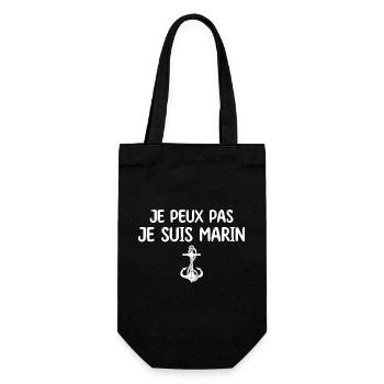 Je peux pas je suis marin humour bateau ancre !! - Sac à bouteille - noir - Devant