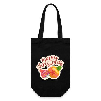 merry Christmas 12 - Geschenkbeutel für Flaschen - Schwarz - Vorne