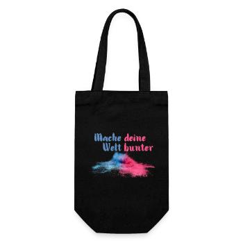 Mache deine Welt bunter - Geschenkbeutel für Flaschen - Schwarz - Vorne