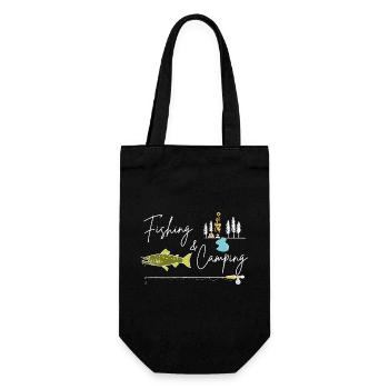 Camping and Fishing - Gift Bag for Bottles - black - Front