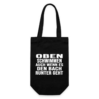 "Schwimmer schwimmen oben" Schwimmtalent - Geschenkbeutel für Flaschen - Schwarz - Vorne