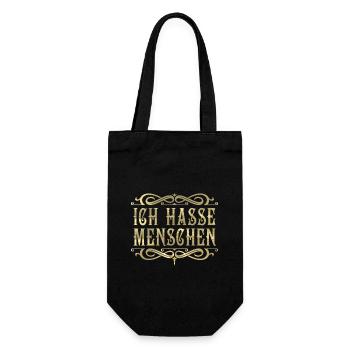 Ich hasse Menschen! - Geschenkbeutel für Flaschen - Schwarz - Vorne