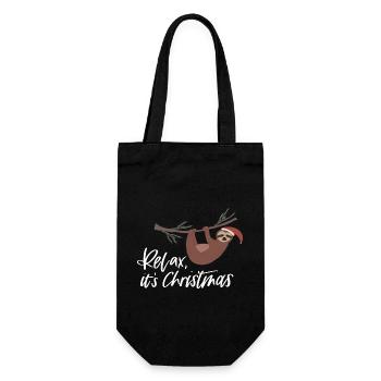 Entspannte Weihnachten - Geschenkbeutel für Flaschen - Schwarz - Vorne