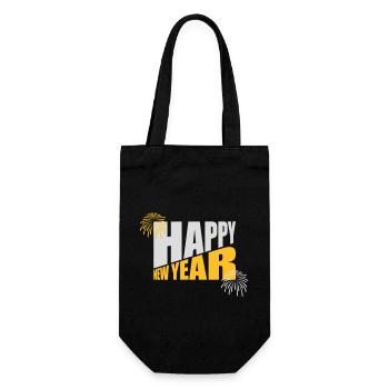 happy new year Zitat - Geschenkbeutel für Flaschen - Schwarz - Vorne