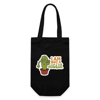 Ich bin kein Hugger Sarkastic Cactus Design - Geschenkbeutel für Flaschen - Schwarz - Vorne