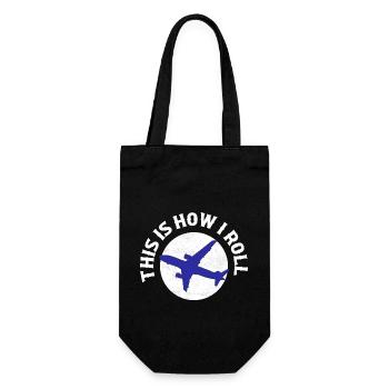This Is How I Roll Aviation Pilot - Geschenkbeutel für Flaschen - Schwarz - Vorne