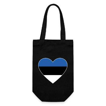 Estland Flagge Herz - Geschenkbeutel für Flaschen - Schwarz - Vorne