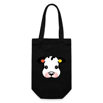 Kuh süß Tier Bauernhof Tiere lustig Kühe neu 18 - Geschenkbeutel für Flaschen - Schwarz - Vorne
