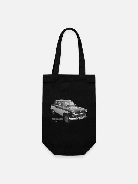Moskwitsch 407 UdSSR Russland Oldtimer Ostalgie - Geschenkbeutel für Flaschen - Schwarz
