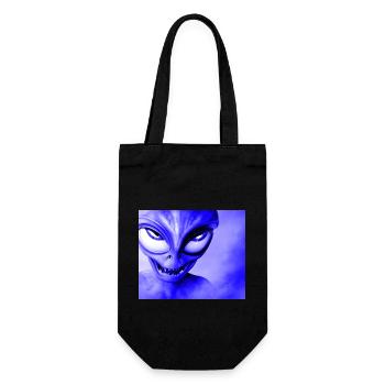Alien with Sharp Teeth Design - Blue - Gift Bag for Bottles - black - Front