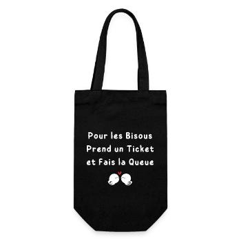Pour les Bisous Prend un Ticket et Fais la Queue - Sac à bouteille - noir - Devant