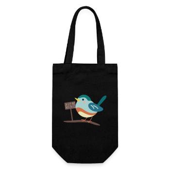 Dicker Vogel - Geschenkbeutel für Flaschen - Schwarz - Vorne