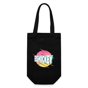 Eishockey Spieler Sport Fan Vintage Retro Bunt - Geschenkbeutel für Flaschen - Schwarz - Vorne
